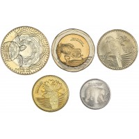 Колумбия набор 5 монет 50, 100, 200, 500 и 1000 песо 2015 - 2024