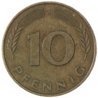 Германия 10 пфеннигов 1976 J