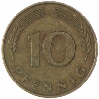 Монета Германия 10 пфеннигов 1976 J