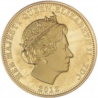 Монета Тристан-да-Кунья 1 крона 2012 Золотой юбилей правления королевы Елизаветы II