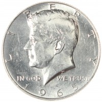 Монета США 50 центов 1965 Kennedy Half Dollar