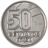 Монета Бразилия 50 сентаво 1989