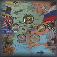 Годовой набор 4 монеты 2023 и жетон в буклете -  На заре глобальных перемен