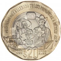 Монета Мексика 20 песо 2022 100 лет прибытию меннонитов в Мексику