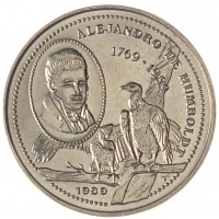 Монета Куба 25 сентаво 1989 220 лет со дня рождения Александра фон Гумбольдта