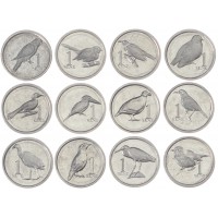 Самоа набор 12 монет 1 сене 2020 Птицы