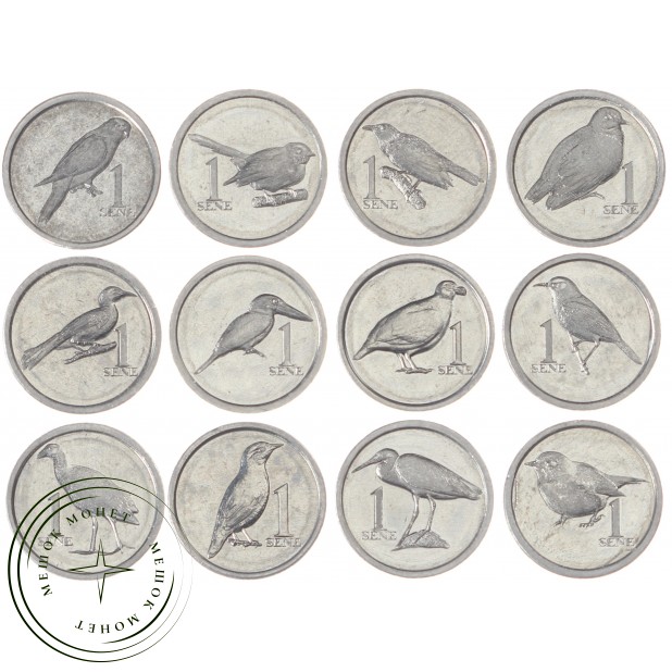 Самоа набор 12 монет 1 сене 2020 Птицы