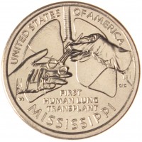 США 1 доллар 2023 Первая пересадка легких человеку - Миссисипи 
