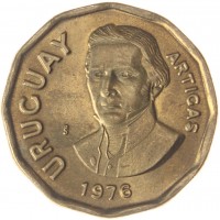 Монета Уругвай 1 новый песо 1976