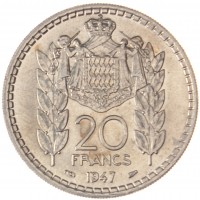 Монета Монако 20 франков 1947