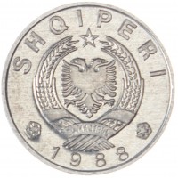 Монета Албания 1 лек 1988