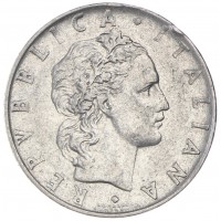 Монета Италия 50 лир 1963