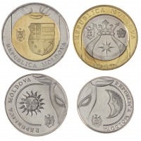 Молдавия набор 4 монеты 1, 2, 5 и 10 лей 2018 - 2020