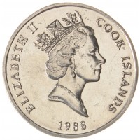 Монета Острова Кука 50 центов 1988