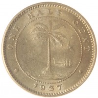 Монета Либерия 1/2 цента 1937