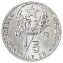 Монета Мавритания 1/5 угии 1973