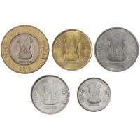 Индия набор 5 монет 50 пайс и 1, 2, 5, 10 рупий 2011 - 2018