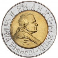 Монета Ватикан 500 лир 1999 Время выбора, время надежды
