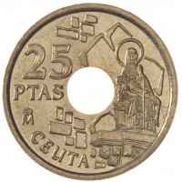 Монета Испания 25 песет 1998 Сеута
