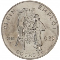 Монета Гаити 0.2 гурда 1981 ФАО
