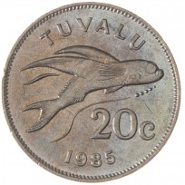 Монета Тувалу 20 центов 1985