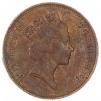 Монета Великобритания 2 пенса 1987