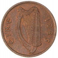 Монета Ирландия 1 пенни 1986