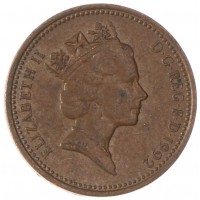 Монета Великобритания 1 пенни 1992