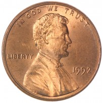 Монета США 1 цент 1992