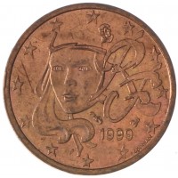 Франция 2 евроцента 1999