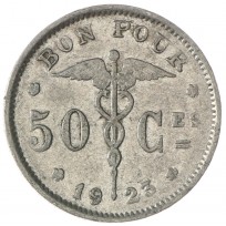 Монета Бельгия 50 сантимов 1923
