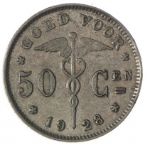 Монета Бельгия 50 сантимов 1928