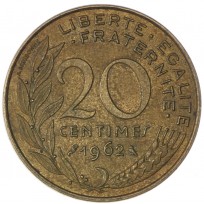 Монета Франция 20 сантимов 1962
