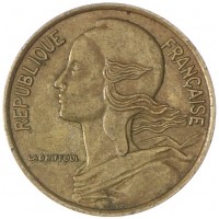 Монета Франция 5 сантимов 1974