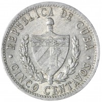 Монета Куба 5 сентаво 1963