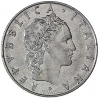 Монета Италия 50 лир 1977