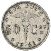 Монета Бельгия 50 сантимов 1927