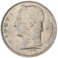 Монета Бельгия 1 франк 1967