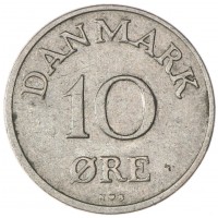 Монета Дания 10 эре 1953