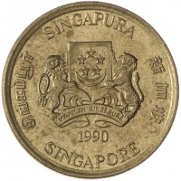 Монета Сингапур 5 центов 1990