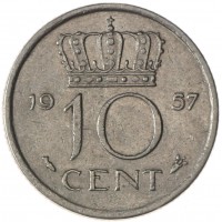 Нидерланды 10 центов 1957