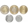 Индия набор 5 монет 1, 2, 5, 10 и 20 рупий 2022 75 лет независимости Мумбаи Калькутта Хайдарабад