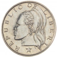Монета Либерия 25 центов 1968