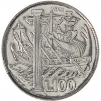 Монета Сан-Марино 100 лир 1973