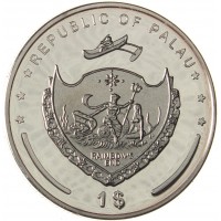 Монета Палау 1 доллар 2008 Вымирающие виды - Бисса