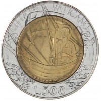 Монета Ватикан 500 лир 1985