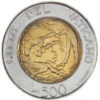 Монета Ватикан 500 лир 1997