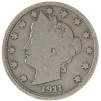 Монета США 5 центов 1911