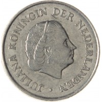 Монета Нидерланды 25 центов 1973