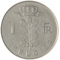 Монета Бельгия 1 франк 1974
